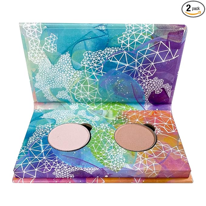 Honeybee Gardens Mini Skinny Duo Eye Shadow Compact in Cameo and Porcelain, Longlasting, Refillable & Customizable, Vegan, 26mm Pans