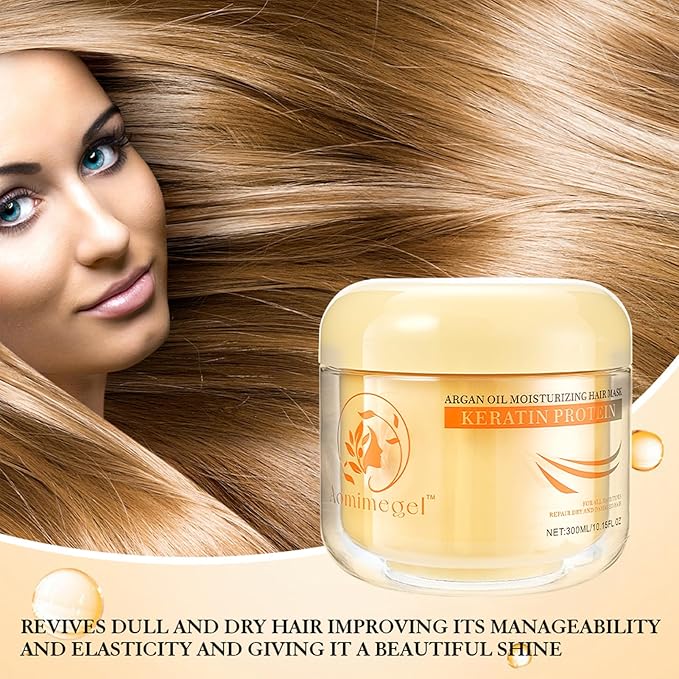 Collagen Hair Mask,Deep Repair Conditioning Argan Oil Hair Mask for Damaged Hair Treatment, Deep Conditioner Hydrating Hair Masque for All Hair Types 10.15 oz 300ml
