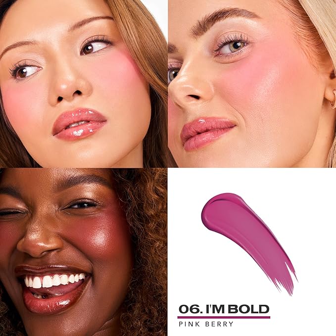 Sacheu Cheek STAY-N Liquid Blush for Cheeks — High Pigment, Buildable, Lightweight Cream Blush for Dewy & Radiant Flushed Cheeks — Long-lasting & Cruelty Free, I'm Bold