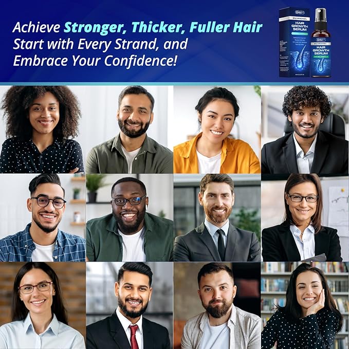 5% Minoxidil for Women and Men: 3-Pack Minoxidil Hair Growth Serum for Men Women with Biotin - Hair Regrowth Treatment - Extra Strength - Hair Growth Products - Minoxidil for Men - Hair Loss Solution
