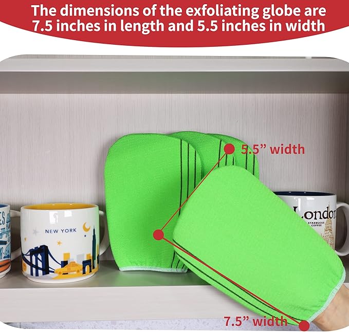 etreetowel Korean Asian Exfoliating Bath Washcloths Mitt Scrub for Body washcloth Glove Premium Viscose Rayon Towel Korea Made(4 pcs of Glove Exfoliating Mitts)