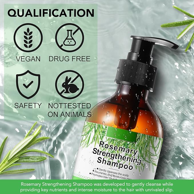 Rosemary Mint Shampoo and Conditioner set Infused with Biotin Promotes Hair Growth & Scalp Health, Strengthen Weak and Brittle Hair for All Hair Types