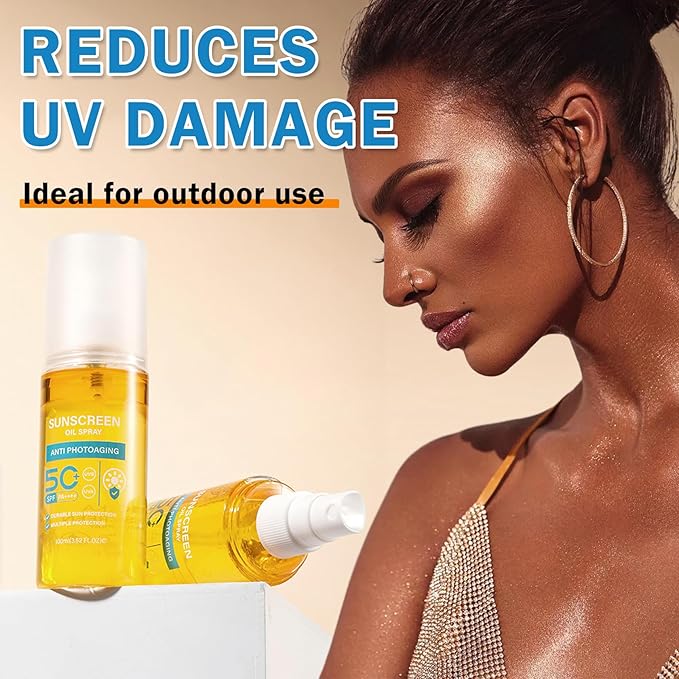 DAMUSI Sunscreen Oil Body Sunscreen Spray Spf 50 Glow Sunscreen Mist Hydration Lightweight Spf Body Oil,Broad Spectrum UVB/UVA Protection