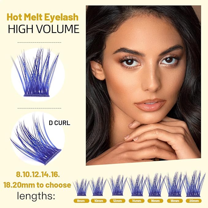 →VAYATOR Wide Stem With Various Colored False Eyelashes D Curl Eyelash String 10-20mm Choose Professional Makeup Personal Eyelash String Grafted Eyelash Extension Cluster（10 colors-10mm Lashes Kit）