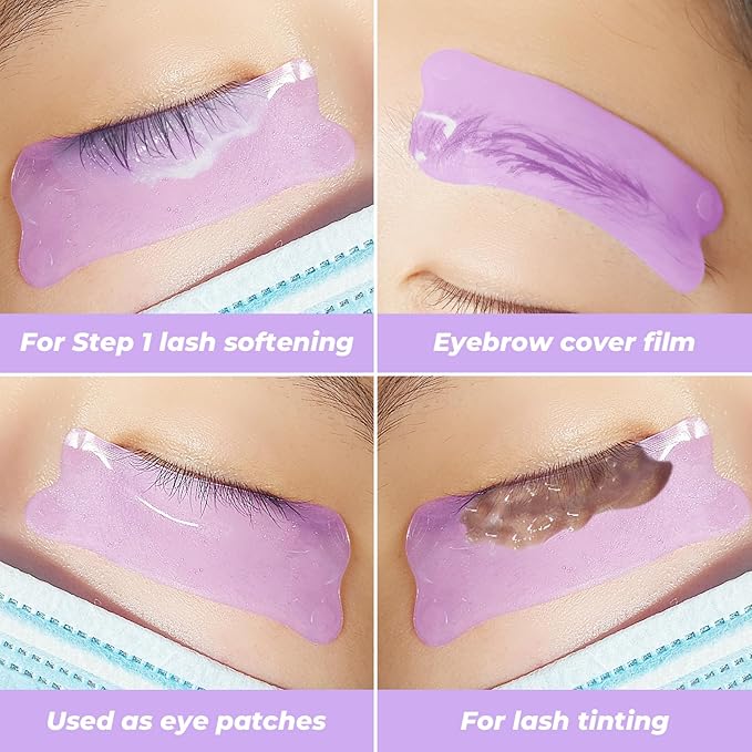 PERMANIA Lash Lift Pads Softening, 2Pcs Professional Korean Lash Lift Ultra Thin Eyebrow Covering Film (Purple)