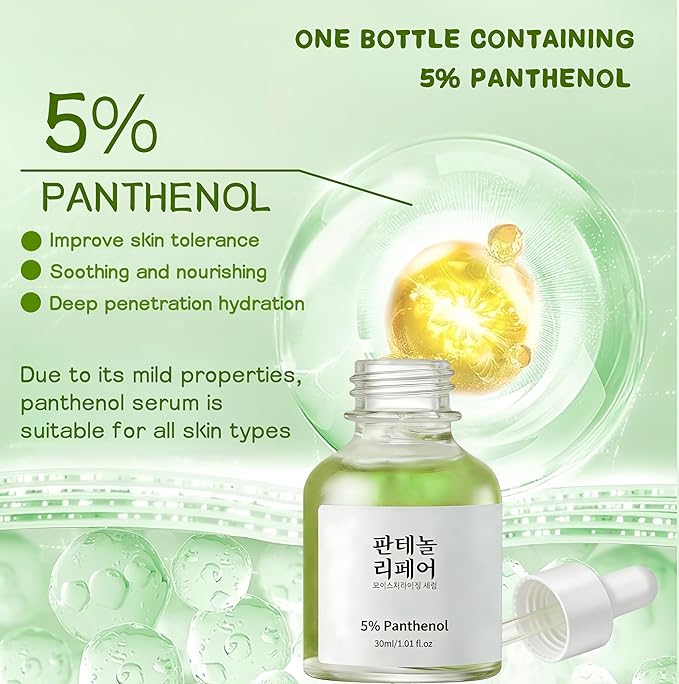 5% Panthenol (Vitamin B5) Face Serum | Sensitive Skin Barrier Support, Hydrating Soothing Serum for Dry Skin, Strengthen Skin Barrier & Soothe Redness, Fragrance-Free for Delicate & Acne-Prone Skin