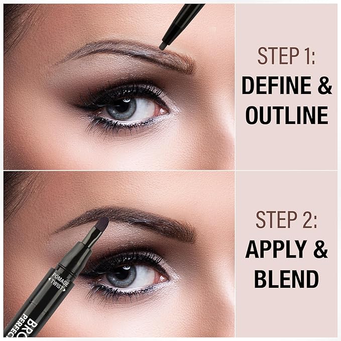 Absolute New York 2-in-1 Brow Perfecter, Dual-Ended Eyebrow Tool, Pencil and Pomade (AEBD01 Natural Ebony)