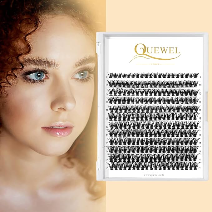 QUEWEL Cluster Lashes 240Pcs Individual Lash 50D 0.07 D Curl Mix8-14mm Lash Extensions Clusters Lashes Soft&Natural False Eyelashes Individual DIY Eyelash Extension at Home(50D 0.07D mix-8-14)