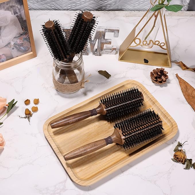 Round Brush for Blow Drying, LORSEX Boar Bristle Hair brush for Women Men, Round Hairbrush for Add Shine/Volume, Minimize Damage (2 Inch)