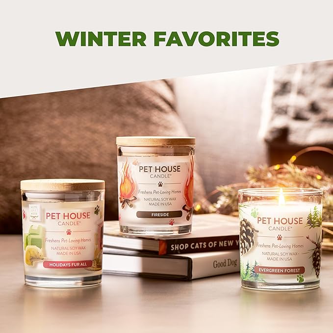 One Fur All Pet House Vanilla Candle Plant-Based/Soy - Clean Burning Scented, Long Lasting Pet Odor Candle for Home - Fresh Citrus