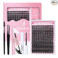 Uilulu Lash Clusters kit 8-18mm DIY Lash Extension Kit 168 Natural Lash Clusters 0.07D D Curl Wispy Individual Eyelash Clusters False Lashes Eye Lash Extension Lash Kits Extensions Kit （04）