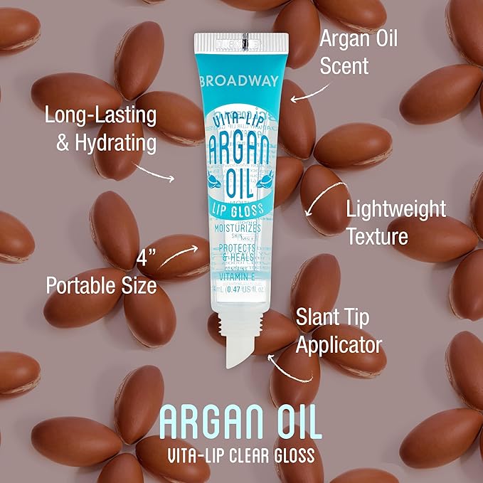 Ruby Kisses Broadway Vita-Lip Clear Lip Gloss (Argan Oil 48 Pack), Ultra-Hydrating & Soothing Formula with Multi-Vitamin Oils, High-Shine Non-Sticky Finish, Protecting Glossy Lip Balm With Vitamin E