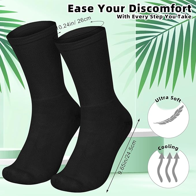 4 Pairs Cotton Soft Eczema Socks White and Black Hydrating Moisturizing Therapy Cotton Socks Eczema Relief for Adult Wet Wrap Non Itch Soft Feet Treatment