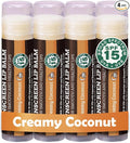 Earth's Daughter SPF Coconut Lip Balm 4-Pack - Lip Sunscreen, SPF 15, Organic Ingredients, Beeswax, Coconut Oil, Vitamin E - Hypoallergenic, Paraben Free, Gluten Free, New