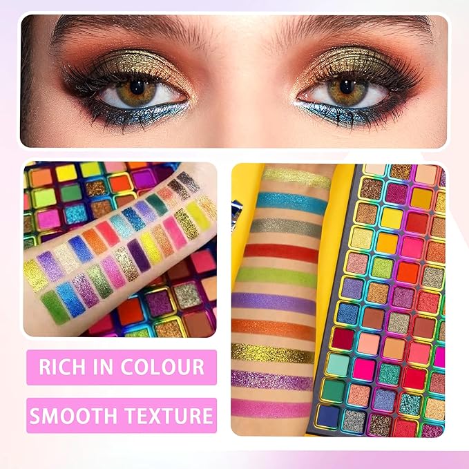 99 Colors Eyeshadow Palette,Matte Glitter Eyeshadow Makeup Palette with Eyeshadow Brush,Highly Pigmented Colorful Shimmer Eye Shadow Palette Makeup Kit for Women