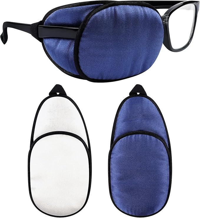 eZAKKA Eye Patches for Adults, Medical Eye Patches Silk Patch for Lazy Eye Amblyopia Strabismus and After Surgery (Purple and White)