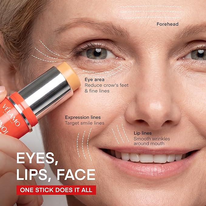 VELAMO ADVANCED Retinol Face Stick – Reduces Fine Lines, Wrinkles & Uneven Texture in 4–8 Weeks – For Mature Skin, Women & Men – 0.28 OZ/8g