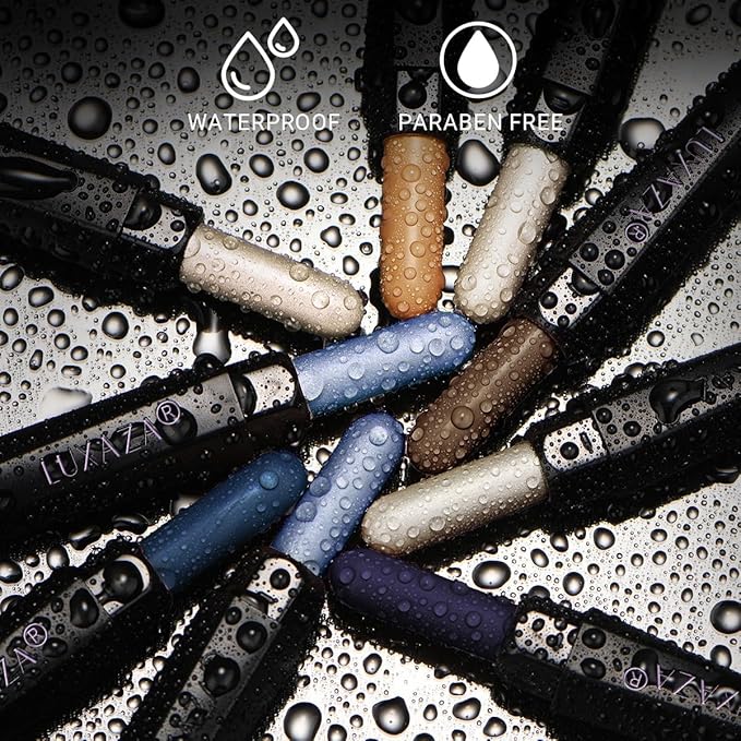 LUXAZA PRO Blue Eyeshadow Stick Makeup 6PCS Set, Dark Blue Brown Metallic Shimmer Matte Cream Eye Shadow Eyeliner Brightener Pencil Crayon - JEANS BLUE