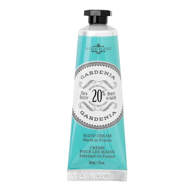 La Chatelaine 20% Shea Butter Hand Cream Travel Size, Organic Argan Oil, Moisturizing, Nourishing, Repairing, Extra-Rich Hand Lotion, Made in France, Paraben Free, 1 oz / 30ml (Gardenia)
