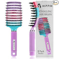 Boar Bristle Hair Brush Set of 2, HIPPIH Wet & Dry Hair Brushes Made by Fine Natural Boar Hair Can Adds Shine and Smoothing, Detangling Hairbrush for Women, Men & Kids' Long Curly Thick Hair