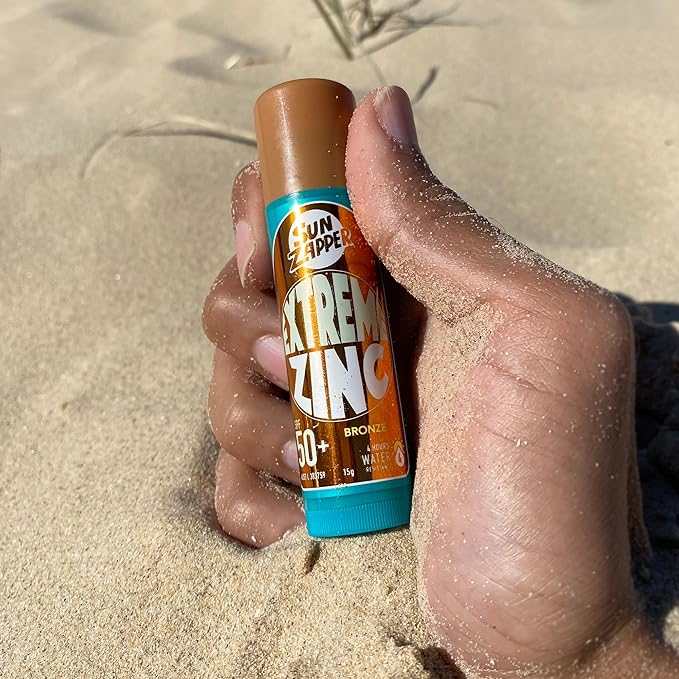 Sun Zapper Extreme Zinc Sunscreen Stick SPF 50+ Bronze – Water Resistant Mineral Sunscreen for Face, Zinc Oxide Surf Sunscreen Stick for Surfing and Water Sports, 15g (0.53 oz), Australian Made