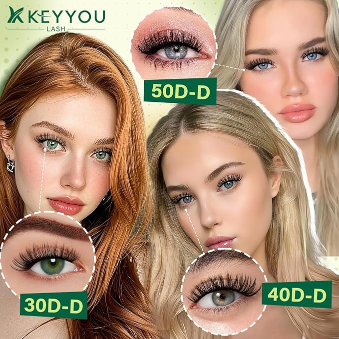 KEYYOU Lash Extension Kit DIY 300Pcs Lash Clusters Eyelash Extension Kit 50D D Curl 9-18MIX Lash Clusters Kit with Lash Glue Remover Applicator Easy to Use for Beginners(Kit,50D-D,9-18MIX)