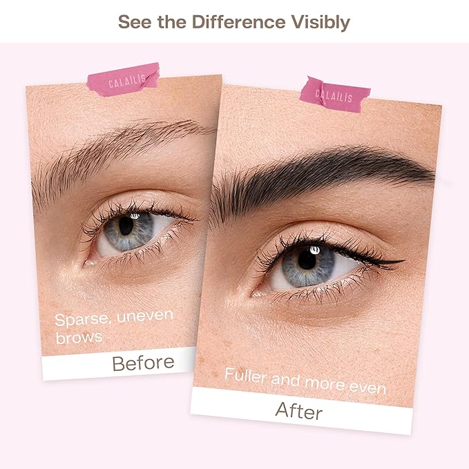 CALAILIS 2-in-1 Eyebrow Pencils for Women, Dual-Ended Liquid Eyebrow Pencil with Microblading 4D and Precise Brush-Tip, Waterproof Stay on All Day, Create Natural Hair-Like Brows (Black)