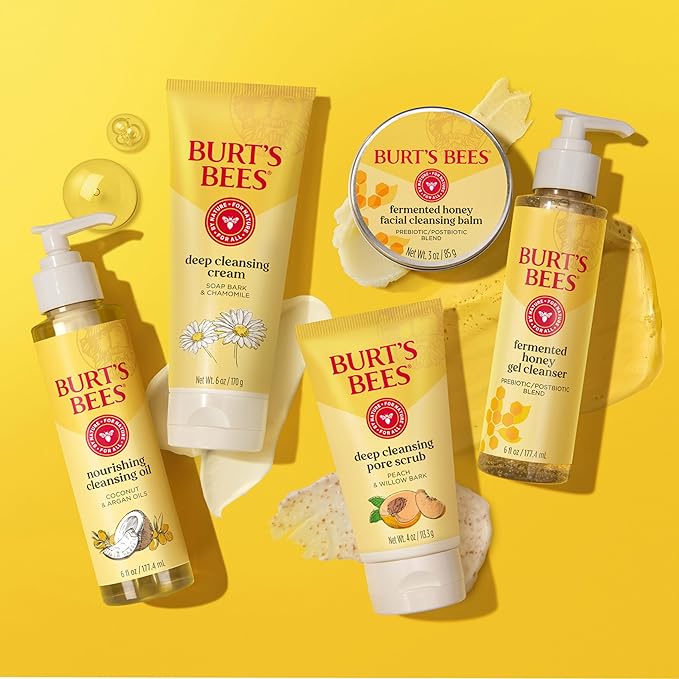 Burt's Bees Fermented Honey Facial Cleansing Balm, With Prebiotic and Postbiotic Blend, Contains Fermented Honey and Green Tea, Natural Origin Skin Care, 1 Tin, 3 oz.