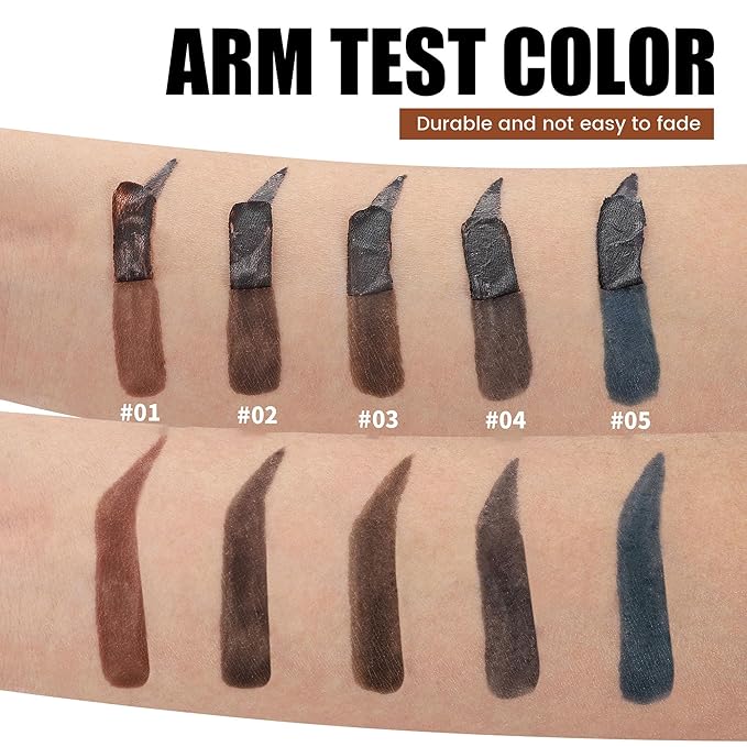 Eyebrow Gel Peel Off, Temporary Eyebrow Tint with 150°Small Curved Tray, Tattoo Eyebrow Peel Off, Waterproof Brow Gel for Women Create Fuller & Defined Natural Brows Makeup(#04 Gray Black)