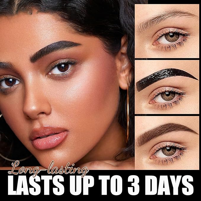 Tattoo Peel Off Eyebrow Tint Gel, Temporary Eyebrow Tattoos Peel Off Tint with 150°Small Curved Tray Sweatproof & Waterproof Brow Gel Natural for Fuller & Defined Brows(#05 Dark Green)