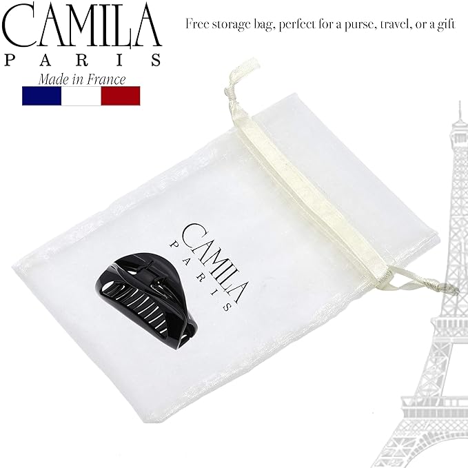 Camila Paris CP1564 French Hair Clip for Women Black Small Girls Hair Claw Clips Jaw Fashion Durable Styling Hair Accessories for Women, Strong Hold No Slip Grip, Made in France