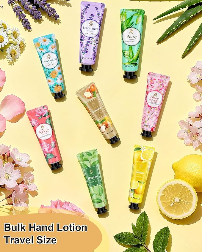 OFUN 40 Pack Hand Cream Gift Set for Women Mini Lotion Travel Size for Dry Cracked Hand Plant Fragrance Hand Care Moisturizing Cream for Christmas Mother's Day Valentine's Day (40 Pack)