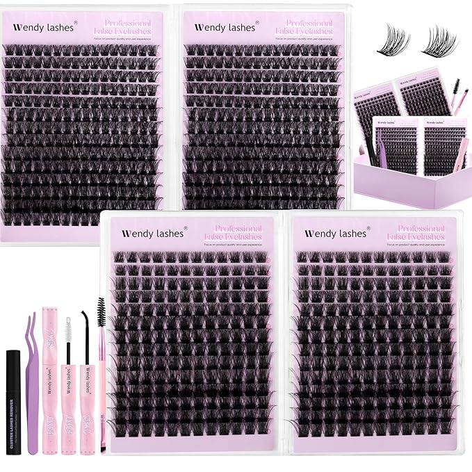 Wispy Lash Clusters Kit Packs: Wendy, 784Pcs, C3, C3, C9, C9, Natural, Volume, Soft, DIY Eyelash, C Curl, 10-18mm Mixed, Individual, Fake Lashes, Bulk Pack