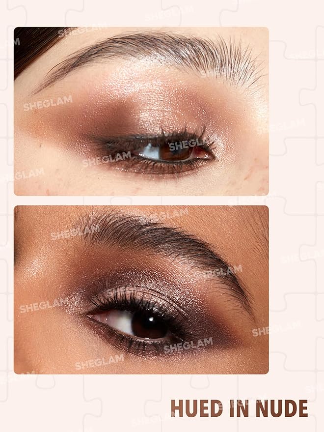 SHEGLAM 8-Color Shimmer Matte Eyeshadow Palette Smooth Blendable Jazy Jigsaw Eyeshadow Palette-Hued in Nude