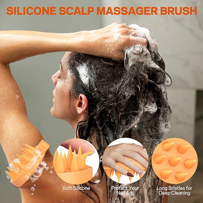 AMOADO Scalp Scrub, Pumpkin Seed Oil Scalp Exfoliator With Biotin & Rosemary, Sulfate Free Scalp Detox for Itchy Scalp & Dandruff & Buildup Removal & Hair Growth, Hair Scrub with Scrubber