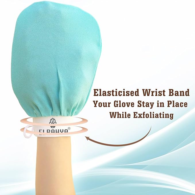Exfoliating Mitt Body Kessa Hammam - Body Tool Remover of Dead & Dry Skin or Keratosis Pilaris, Made of 100% Viscose Fiber (Gold Pack of 1)