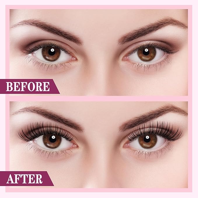 Uilulu Lashes Clusters D Curl Fluffy Lash Clusters 0.07D 10-18 MIX 144 Eyelashes Individual Lashes Clusters DIY Lash Extensions at Home False Lashes Wide Band Natural Eye Lash Clusters