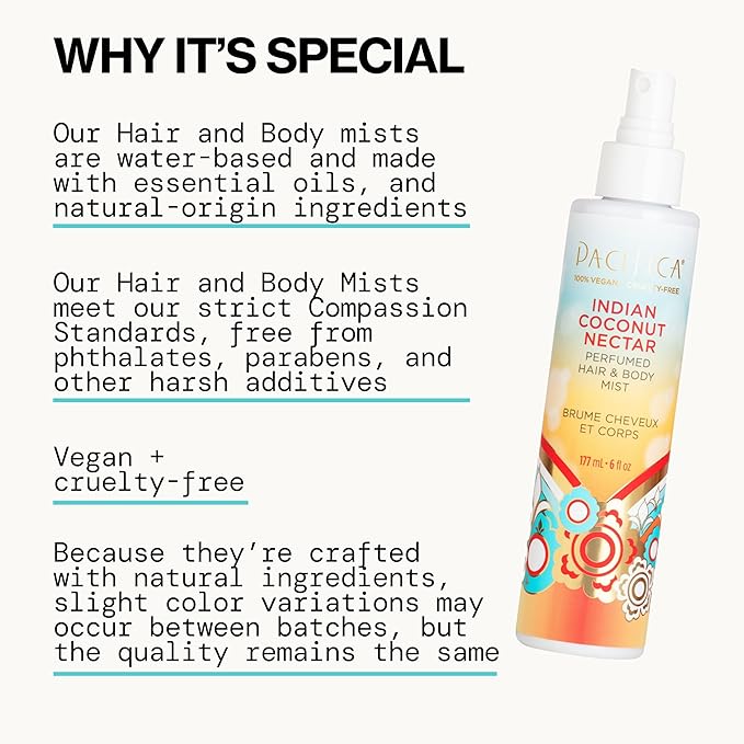 Pacifica Beauty Indian Coconut Nectar Hair & Body Mist, Functional Fragrance For A Calming Experience, Paraben-Free, Vegan & Cruelty-Free, 5 Fl Oz