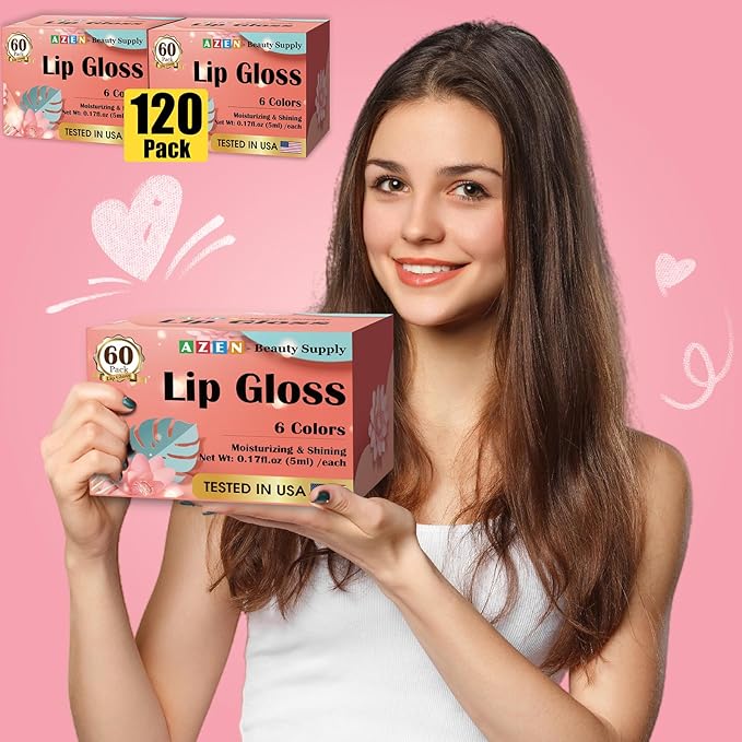 AZEN 120 Pack Lip Gloss Set, Color Lip Oil for Dry Cracked Lips Moisturizing Hydrating Nourishing with Vitamin E, Mothers Day Gifts for Women