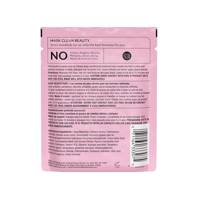 HASK KERATIN Smoothing Deep Conditioner Treatments for all hair types, color safe, gluten free, sulfate free, paraben free - Pack of 6