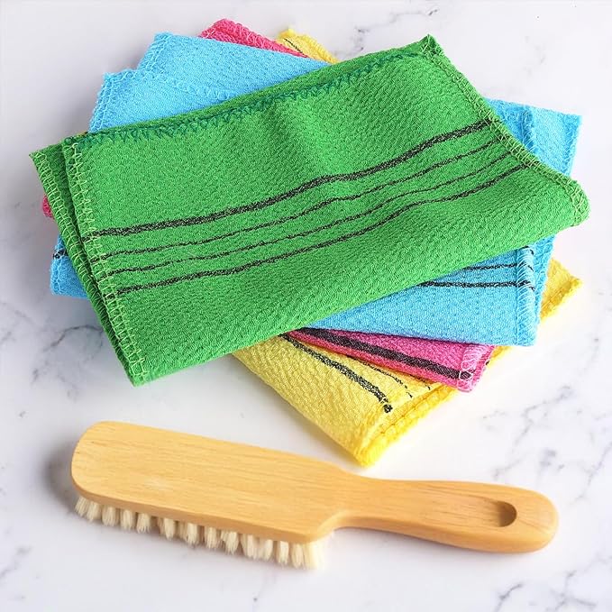 5Pcs Korean Exfoliating Cloth Gloves Italy Scrub Towel Mitt Exfoliating Washcloths for body Women Exfoliation, Skin Scrubs for Shower Remove Dead Skin Exfoliating Washcloth