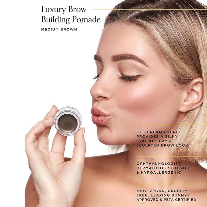 Arches and Halos Luxury Brow Building Pomade - Vegan Eyebrow Pomade - Creamy, Long Wearing Color for Clean, Defined Brows - Neutral Brown - 0.1 oz