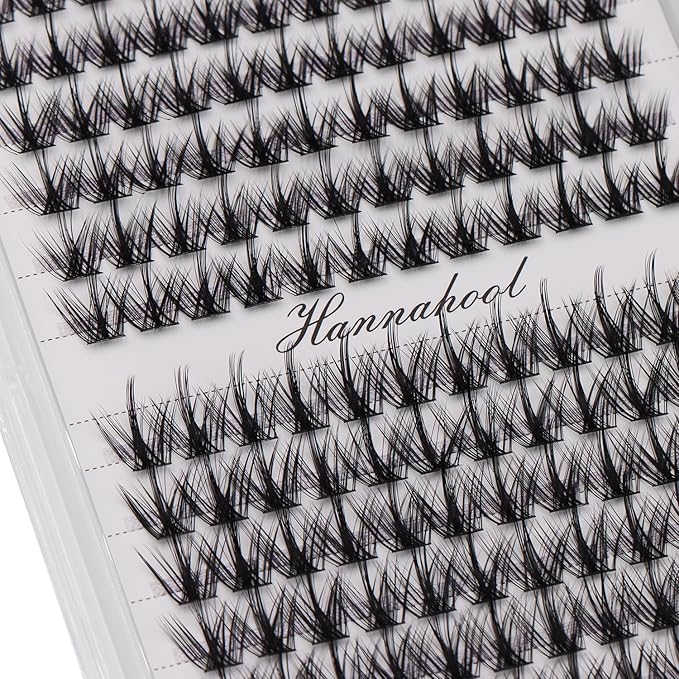 12rows-Large Tray Mixed 8-10-12-14-16mm/Mixed 14-15-16mm/Mixed14mm-16mm/Mixed 18-20mm Wide Stem Individual False Eyelashes Dramatic Black Cluster Eyelashes (MY008-14-16MM MIX)