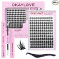 OKAYLOVE Anime Lashes Clusters Kit, Vixen 10-18mm Manga Cluster Eyelash Extensions Kit, 120pcs Fairy Wipsy Lash Clear Band Natural Eyelashes with Bond and Seal, Remover, Tweezers