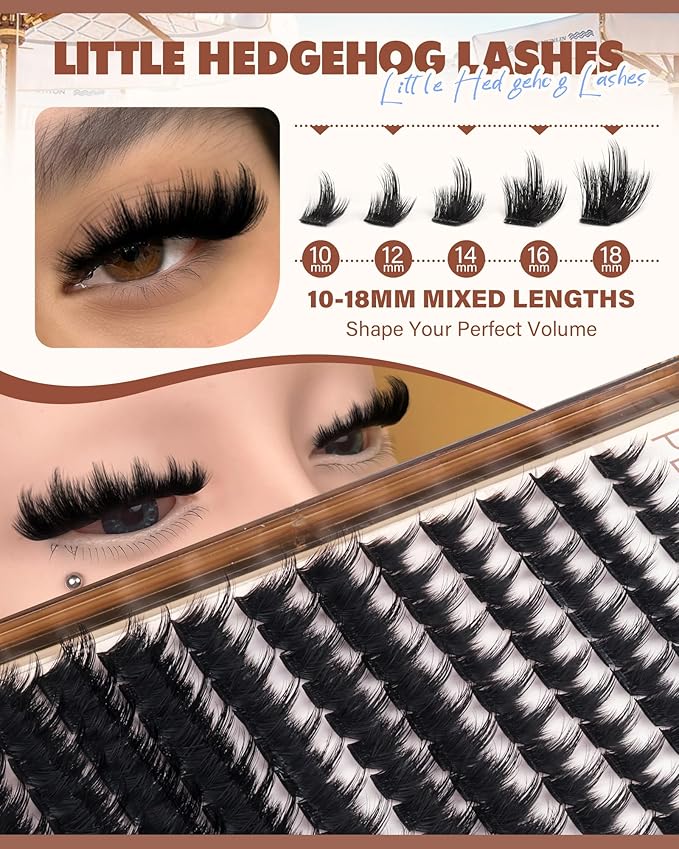 Fluffy Volume Lash Clusters, Plush 3D Eyelash Clusters Manga Thick Cluster Eyelash Extensions D Curl Cluster Lashes Soft 10-18mm 168pcs Individual lashes for All Eye Shapes DIY at Home by Vanssymunlin