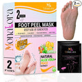 Foot Peel Mask for Dry, Cracked Heels – Exfoliating Callus Remover with Natural Fruit Extracts – Baby Soft Feet in 1 Week – 2 Packs | Peach Scent