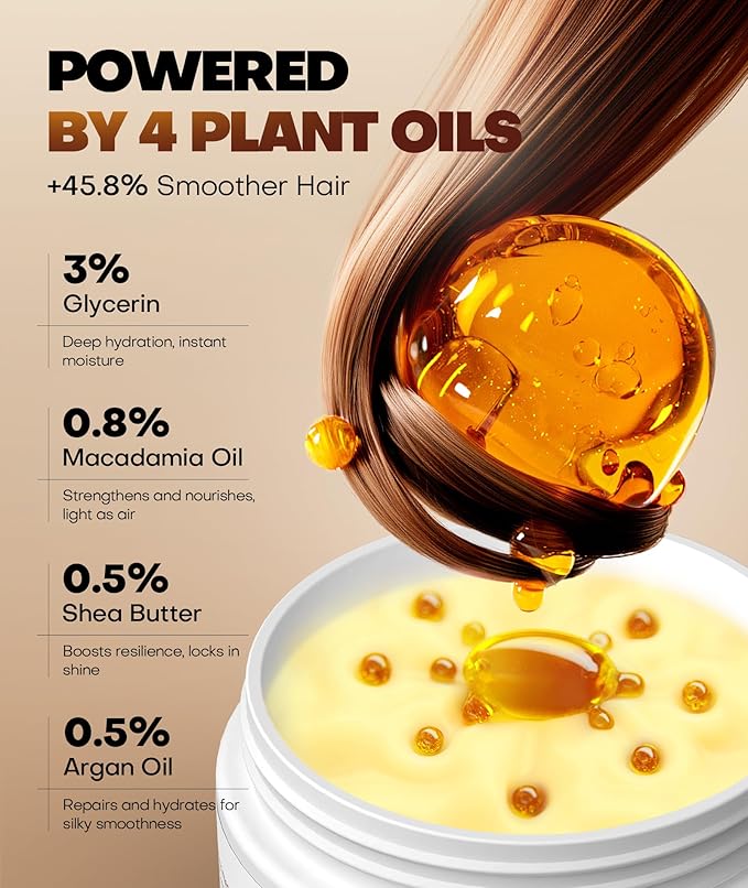 Srripo Collagen Hair Mask for Deep Conditioning, Keratin Hair Treatment with 4 Hydrolyzed Proteins, Moroccan & Avocado Oils Conditioner for Nourish, Calendula Gentian Extracts Care Dry & Damaged Hair