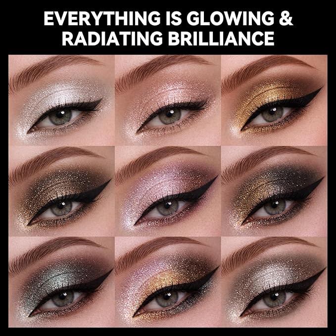 UCANBE Shimmer Metallic Eyeshadow Palette Set, Baked Eye shadow, High Pigment Makeup Palette, Soft Blendable for Party and Stage Makeup (03 All Metallic)