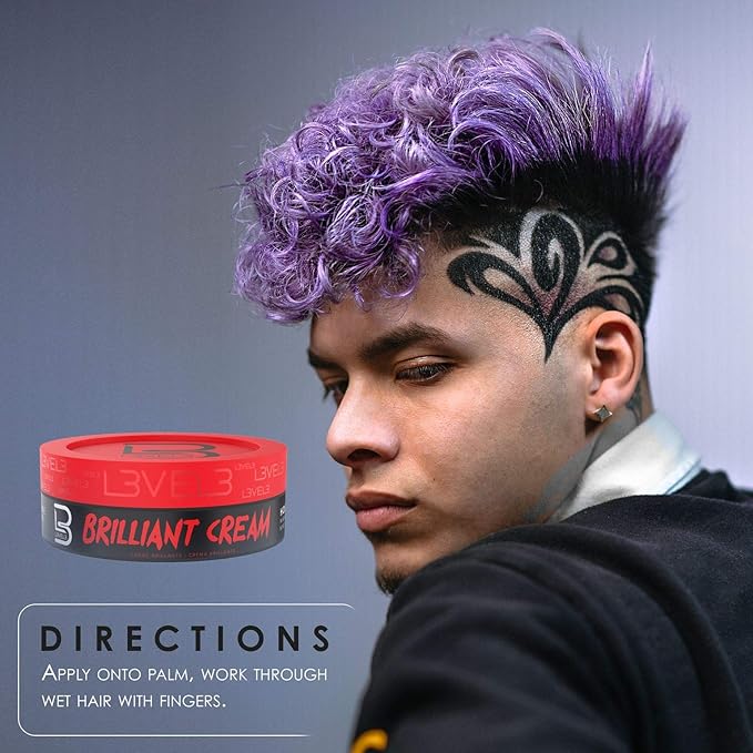 Level 3 Brilliant Cream - Improves Hair Texture and Shine - Delivers a Natural Hair Style Look L3 - Hydrates your Hair - Level Three Hair Cream