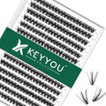 Lash Clusters 300pcs Individual Lashes 50D 0.07C Curl 10mm DIY Eyelash Extension KEYYOU Large Tray Volume Soft&Natural Cluster Lashes(50D-0.07C,10）
